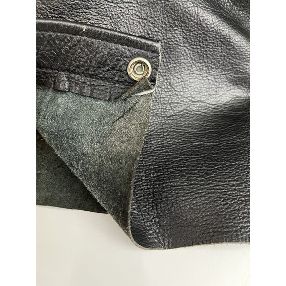 First Manufacturing Co Rally Riding Chaps FMC Black leather Biker Adj waist Med - Picture 3 of 10